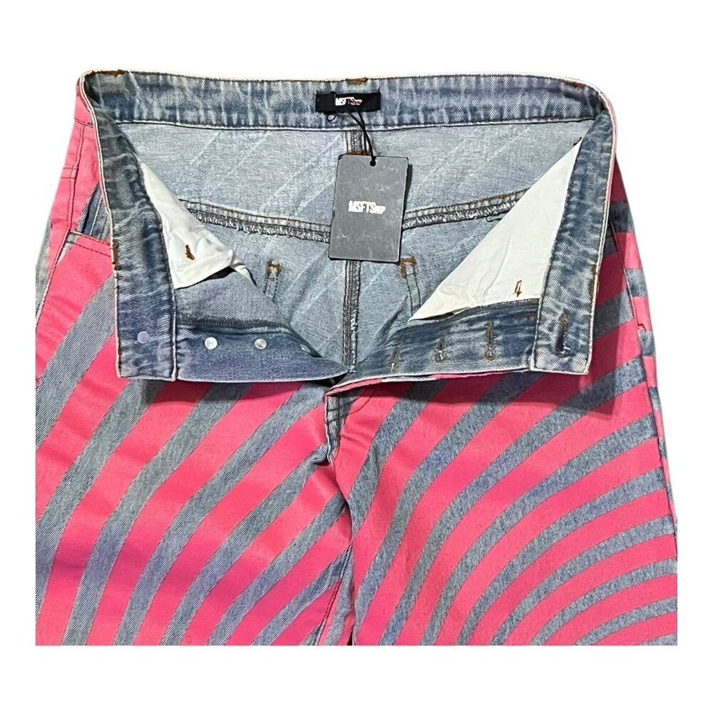 MSFTSrep Jaden Smith Straight Leg Logo Print Jeans Blue Pink Swirl Size 28 - Picture 7 of 13